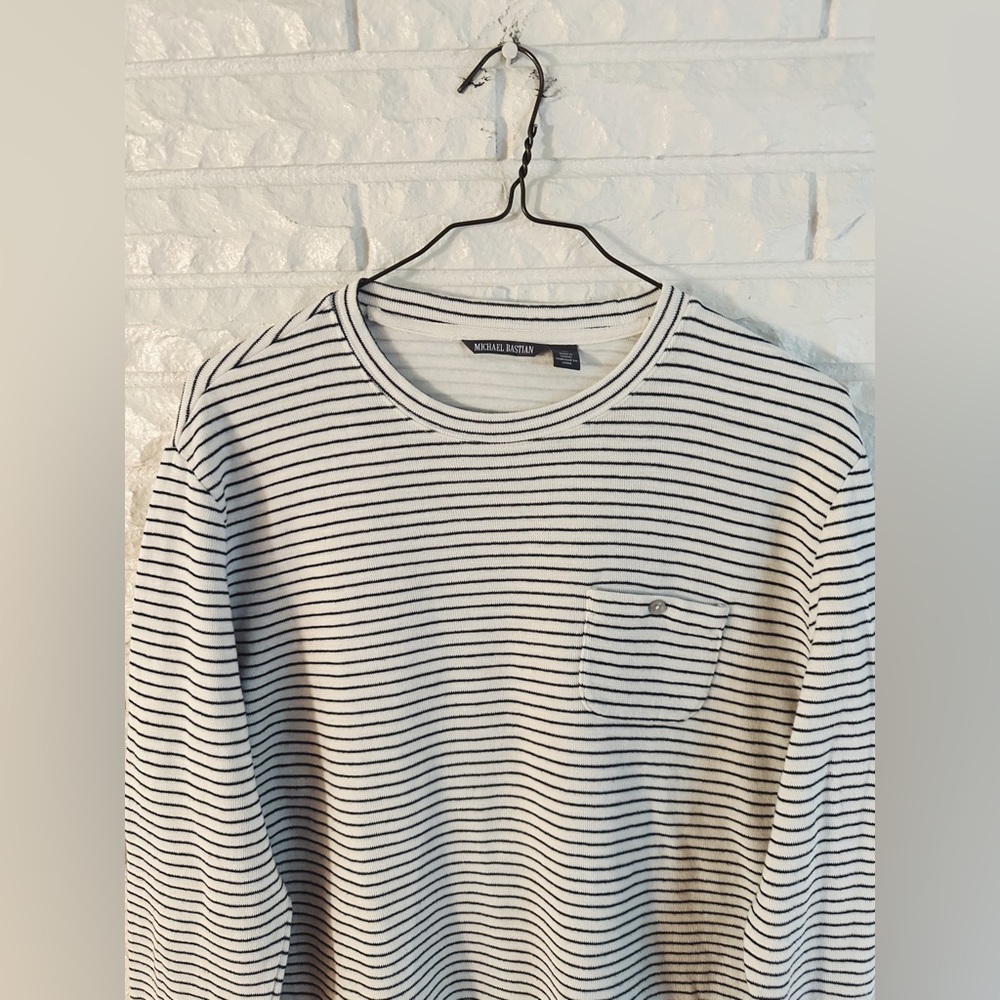 Michael Bastian Striped Top with Front Pocket - Picture 2 of 5